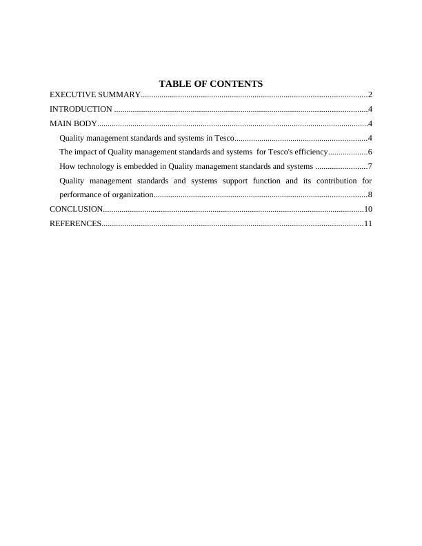 Impact of Quality Management Standards and Systems in Tesco