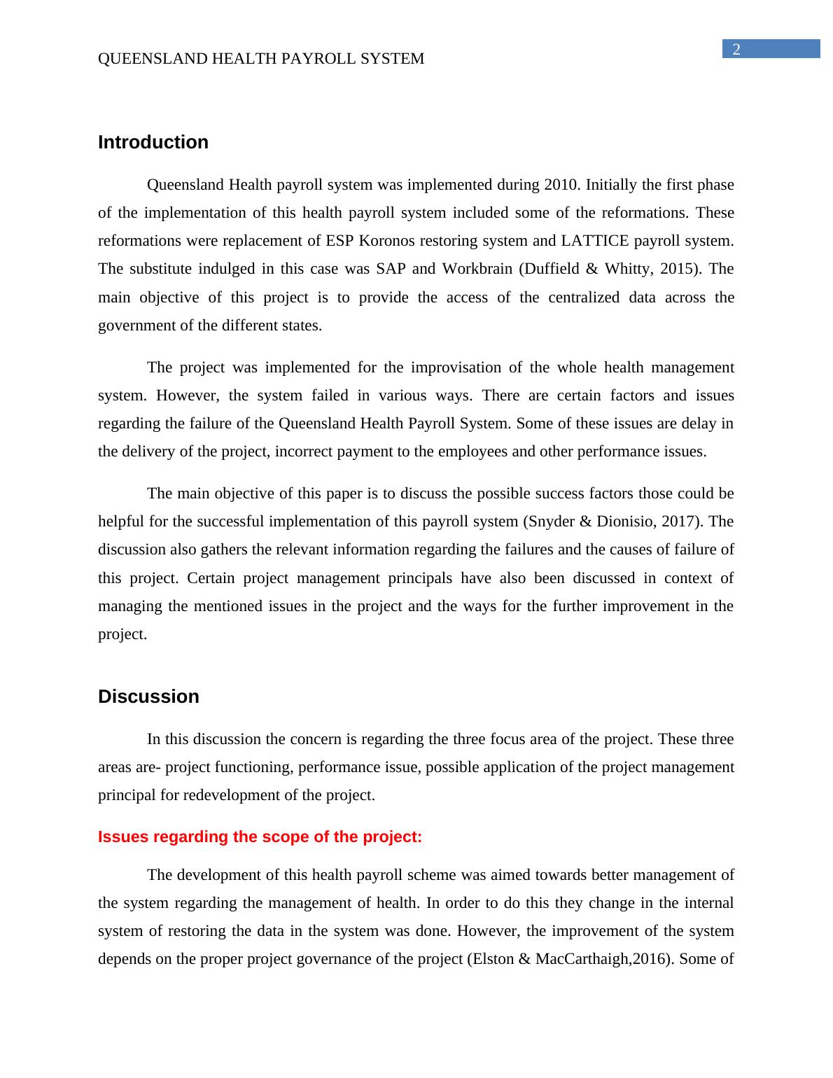 Queensland Health Payroll System Issues, Factors and