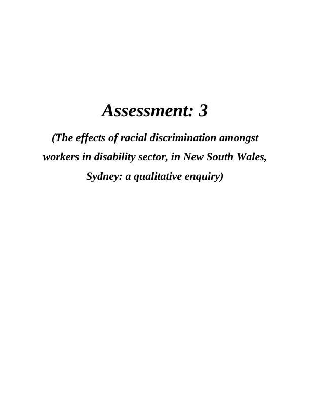 Effects of Racial Discrimination on Workers in Disability Sector: A Qualitative Enquiry_1