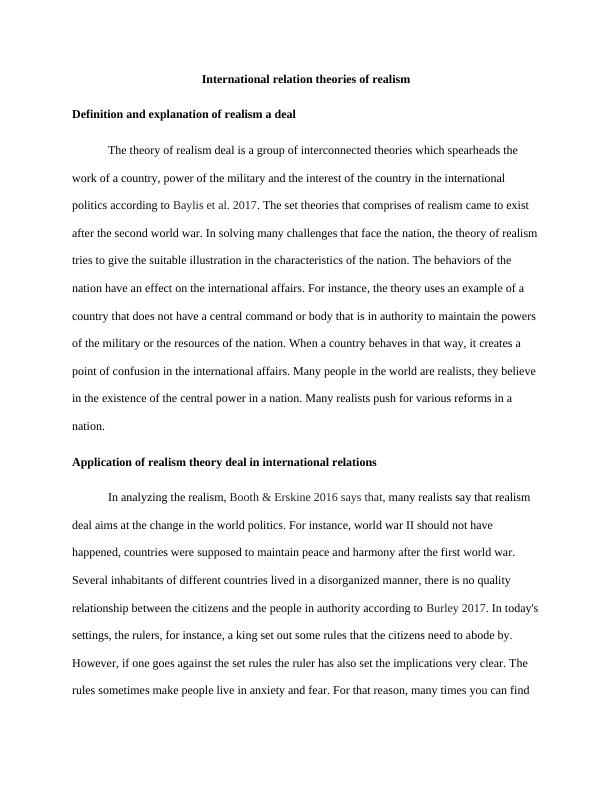 Realism Theory of International Relations Definition, Application, and