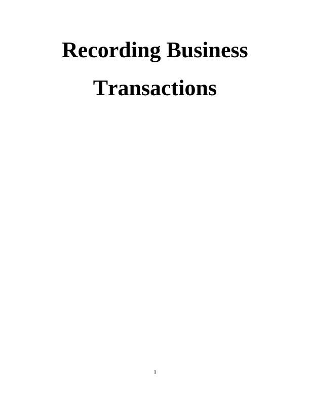Recording Business Transactions Desklib Portfolio 1