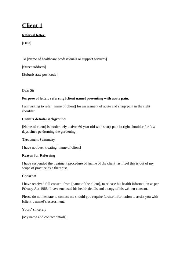 Referral Letter for Healthcare Professionals and Support Services