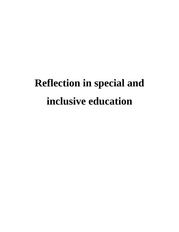 reflection paper on inclusive education