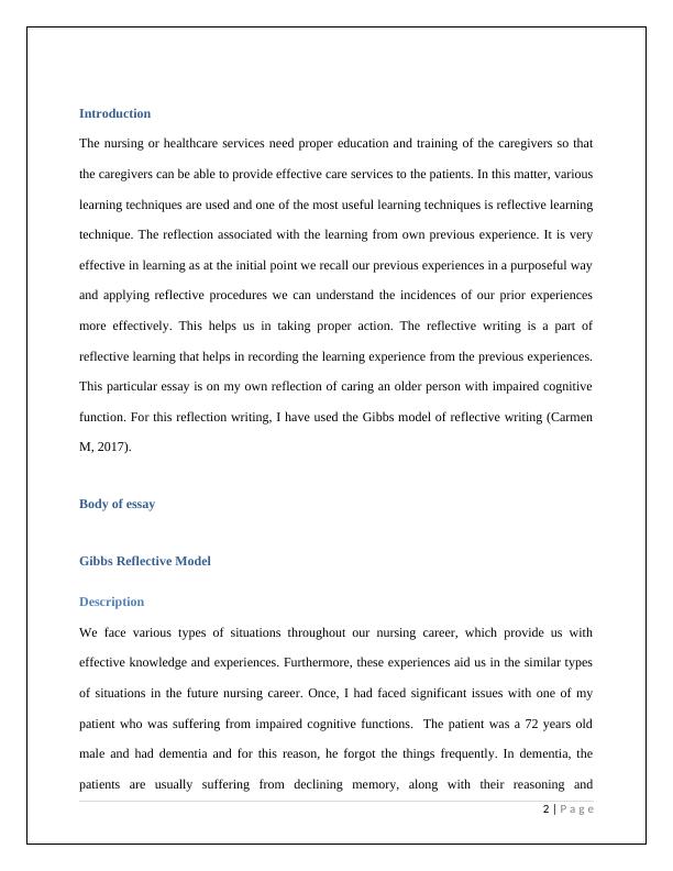 Reflective Essay on Caring for an Older Person with Impaired Cognitive Function_3