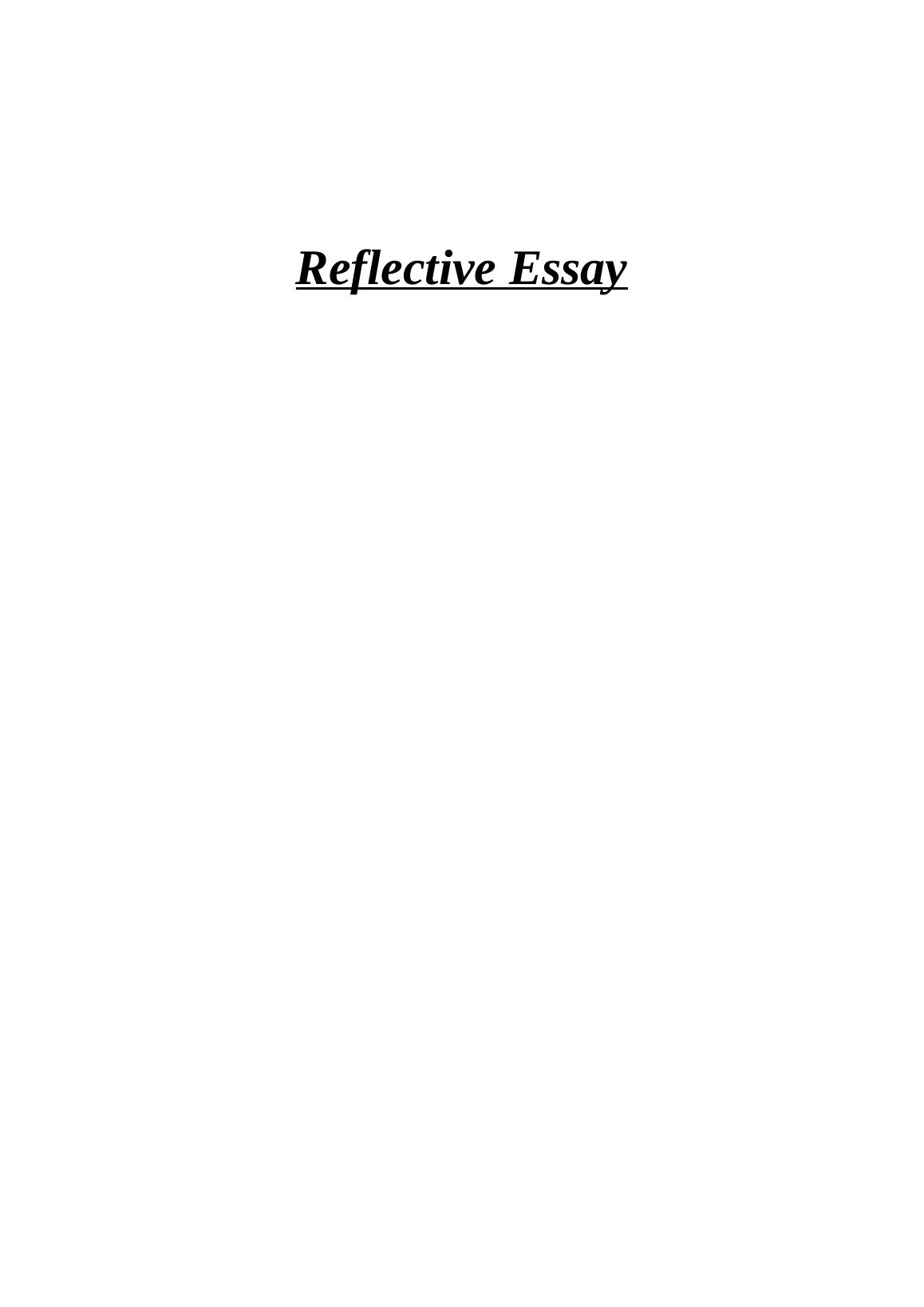 reflective essay entrepreneurship