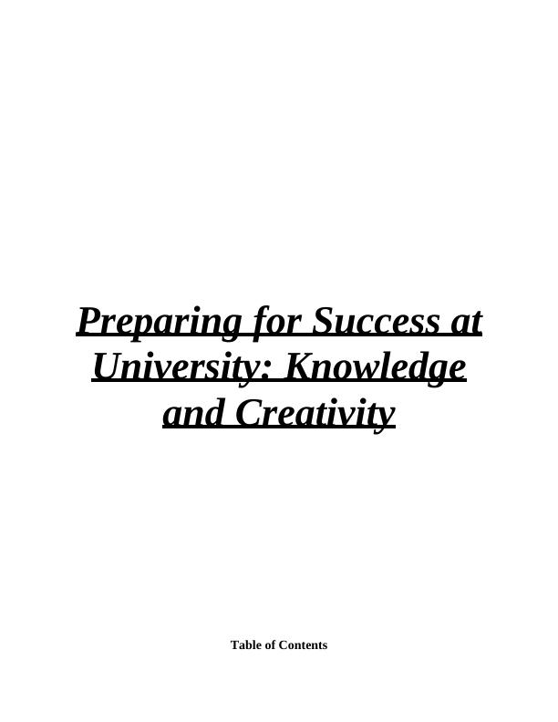 Preparing for Success at University: Knowledge and Creativity_1