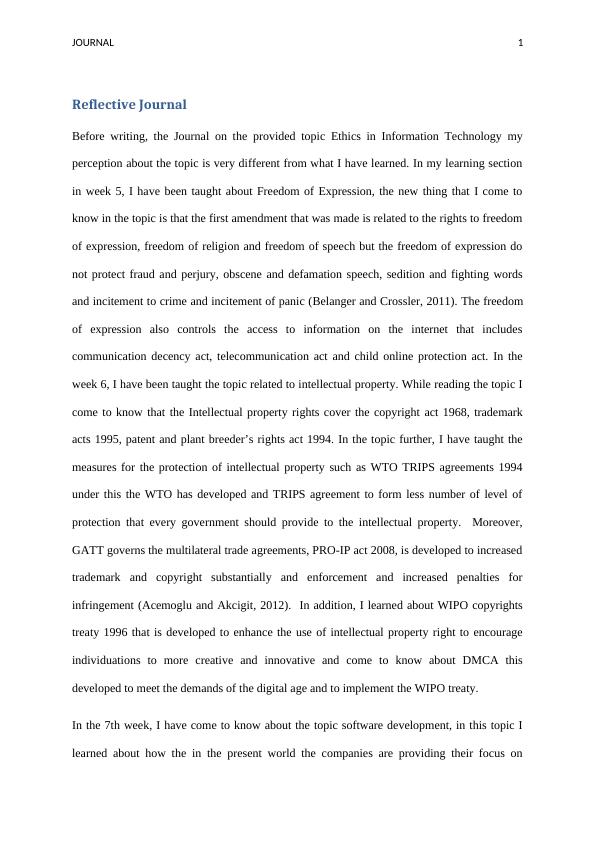 Reflective Journal on Ethics in Information Technology_2
