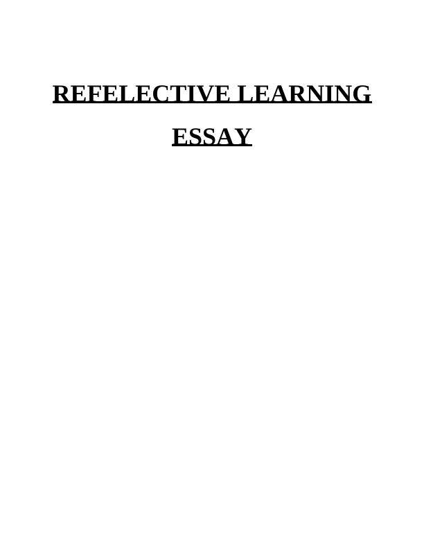 sample essay using gibbs reflective model