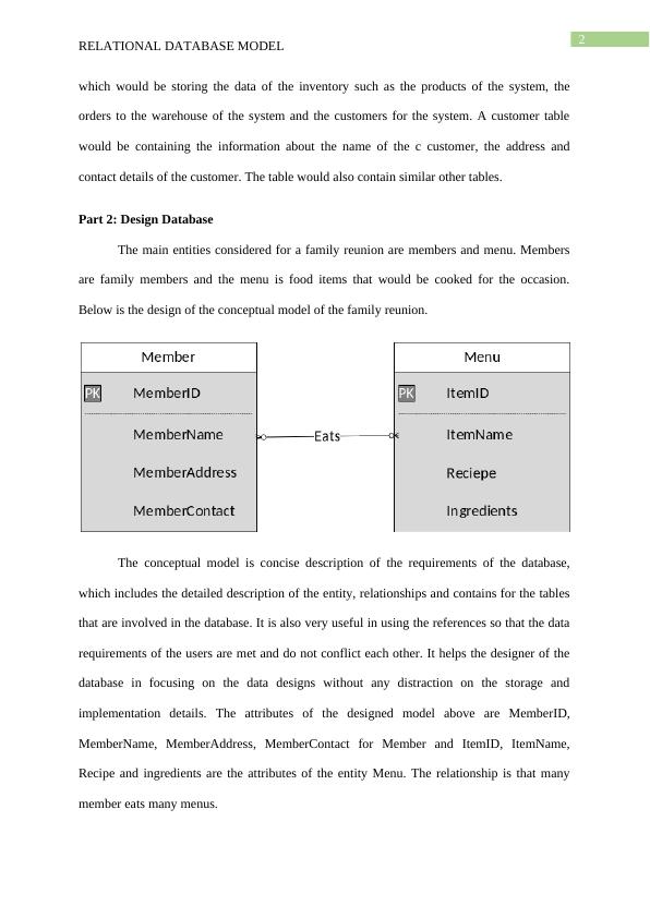 Relational Database Model: Design, Conceptual And Logical Model