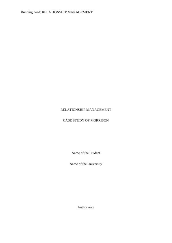 Relationship Management: Case Study of Morrisons_1