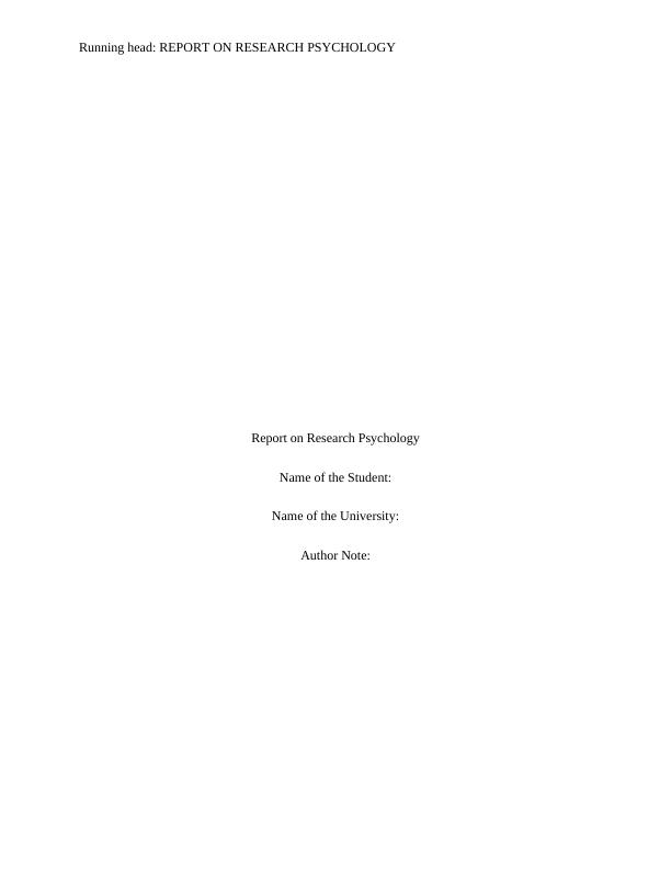 Report on Research Psychology_1