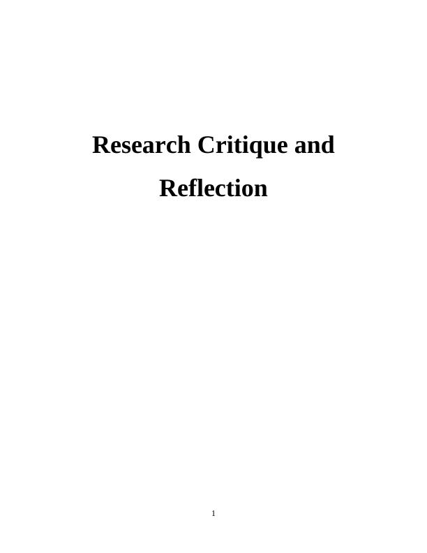 Research Critique and Reflection_1