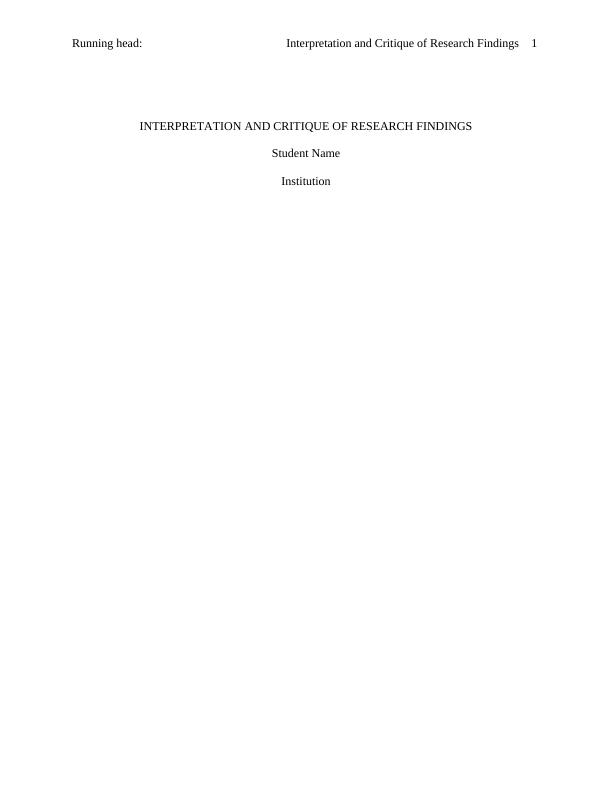 Interpretation and Critique of Research Findings_1
