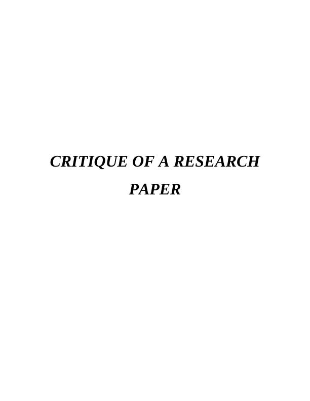 a guide to critiquing a research paper