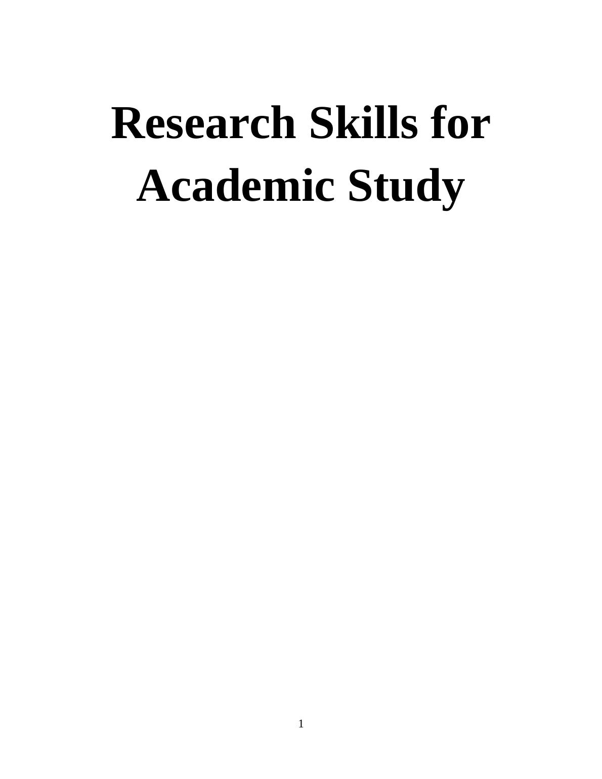 research skills for academic study