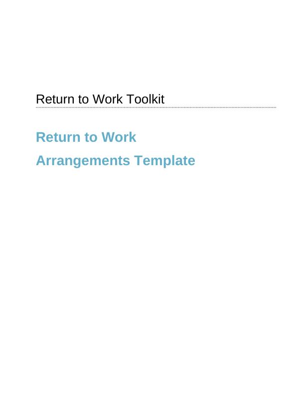 Return to Work Arrangements Template - Desklib