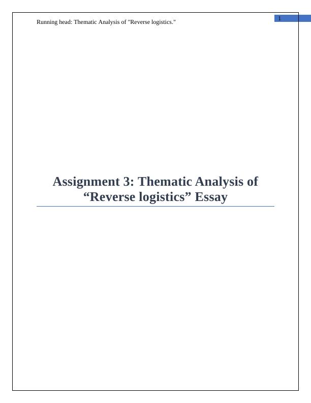 Thematic Analysis of Reverse Logistics in Supply Chain Management_1