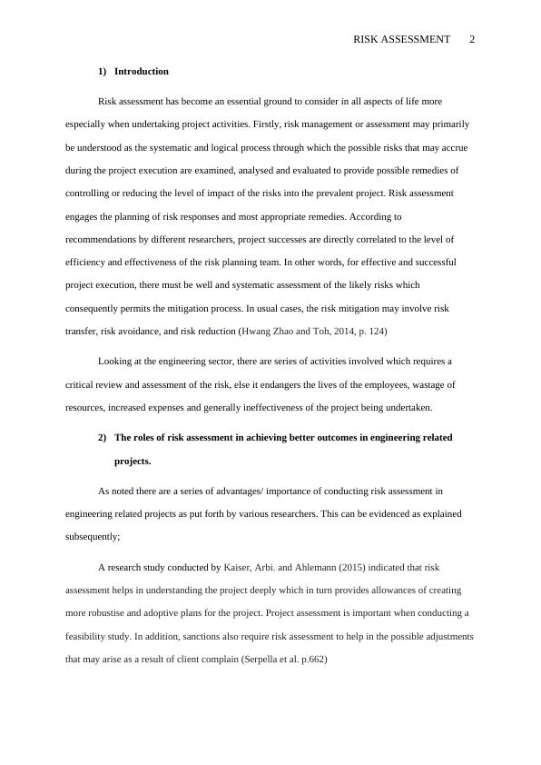 Risk Assessment in Engineering Projects - Importance and Processes