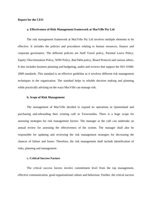 Risk Management and Assessment for MacVille Pty Ltd_5