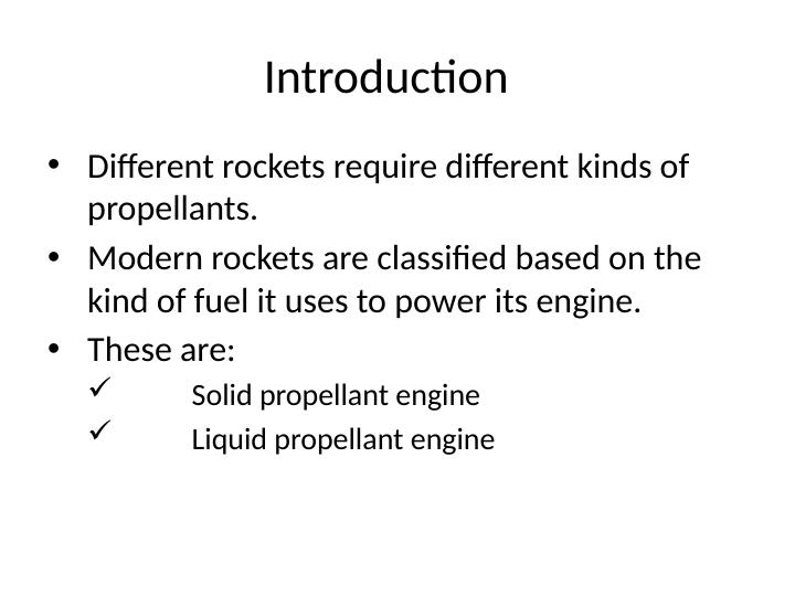 Rocket Fuel Types and Characteristics Desklib