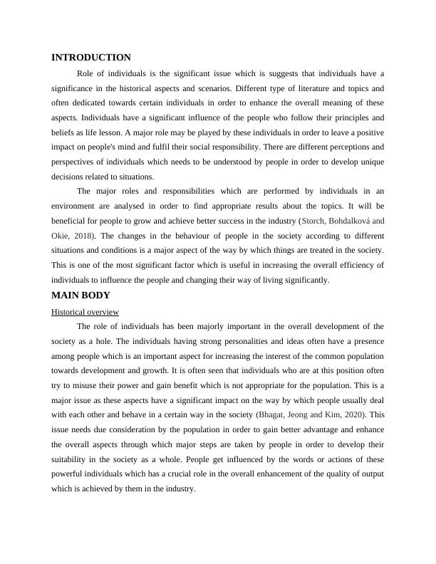 The Role of Individuals in Society Historical Overview and Perspectives