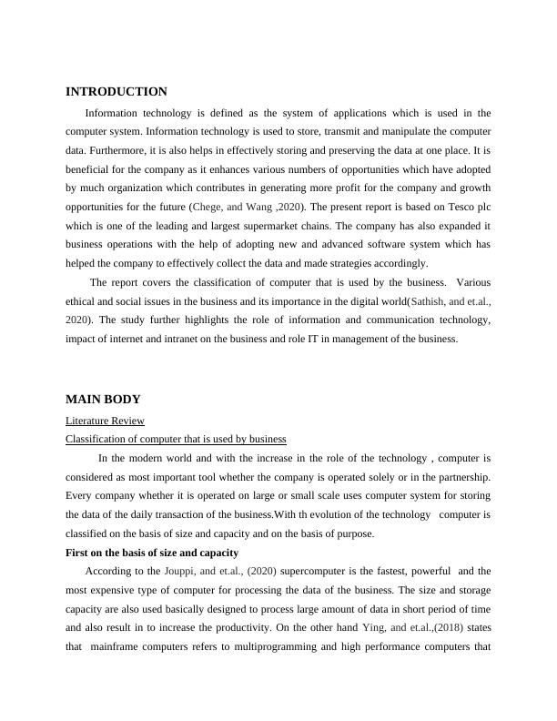 Role of Information Technology in Tesco: Types of Computers, Ethical ...