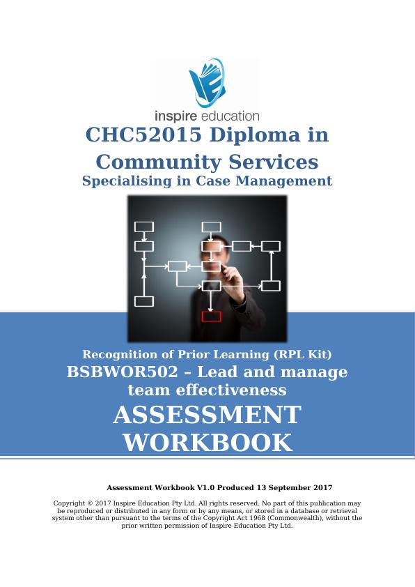 RPL Kit BSBWOR502 for CHC52015 Diploma in Community Services_1