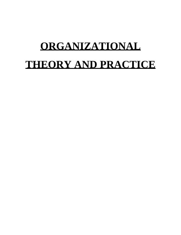Organisational Theory and Practice: A Case Study of Sainsbury's_1