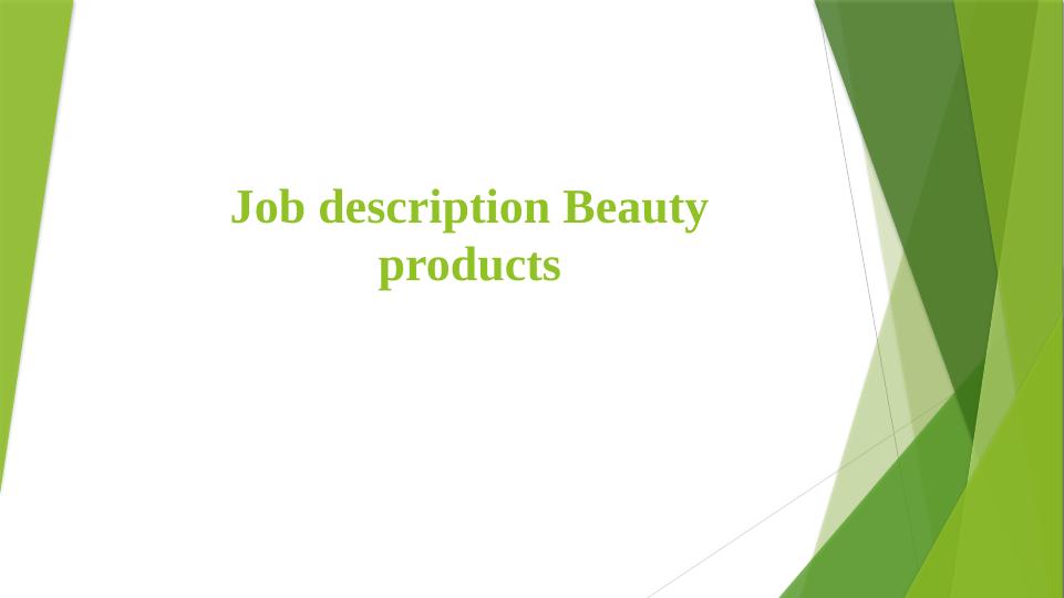 Sales Assistant Job Description in Beauty Products Company