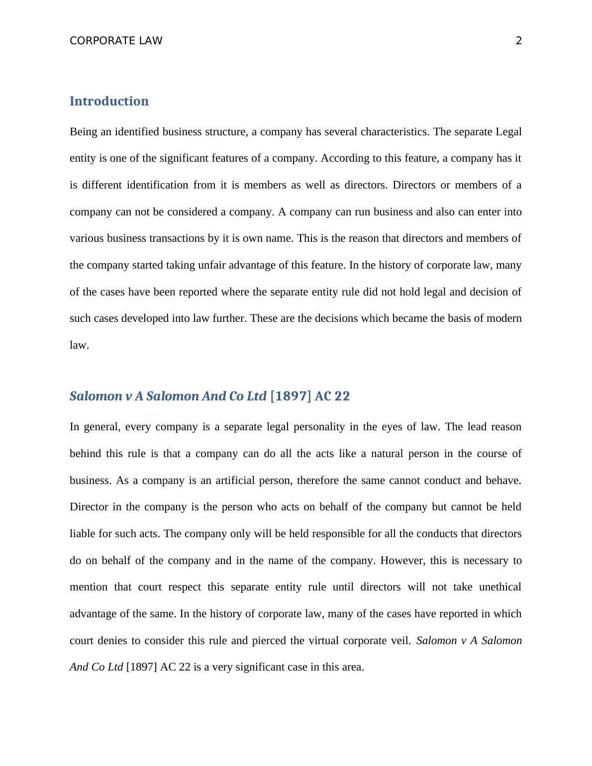 corporate law case study