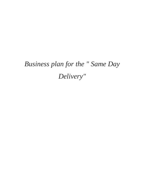 same day delivery business plan