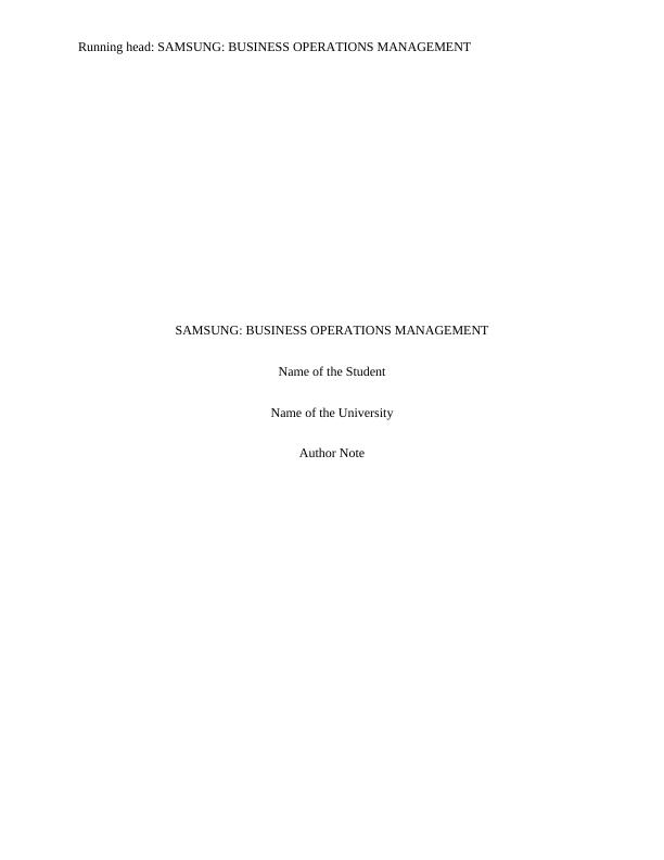 Samsung: Business Operations Management_1