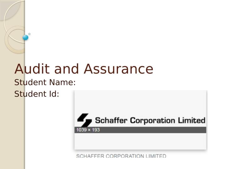 Audit and Assurance on Schaffer Corporation Limited_1