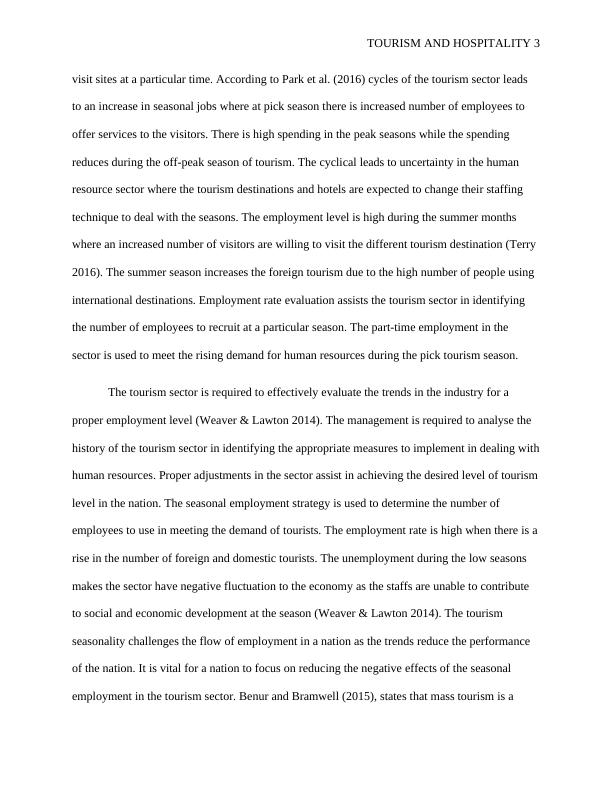 Seasonal Employment in Tourism Sector Fluctuation and Solutions
