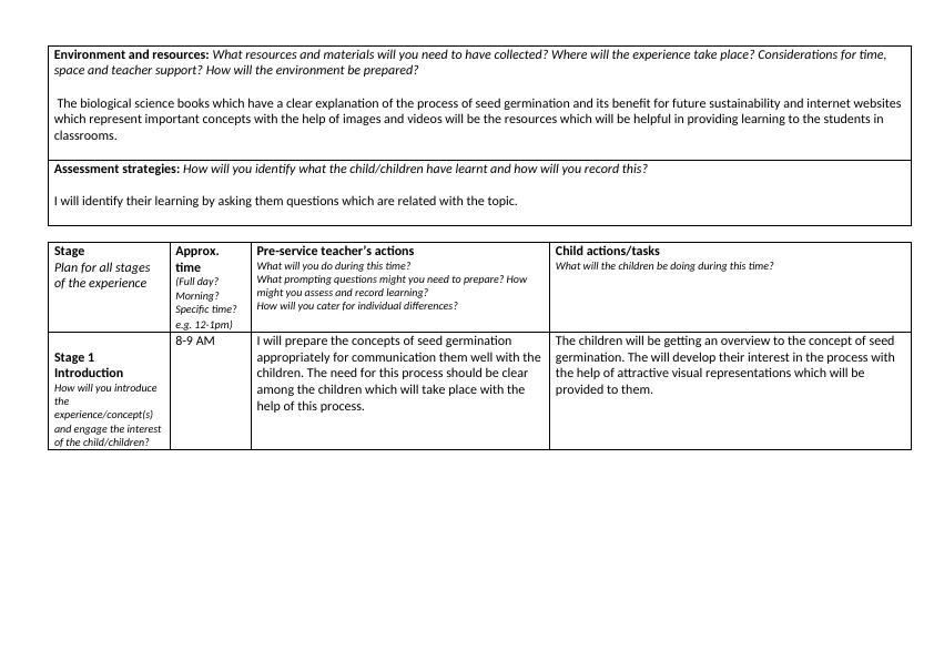 Seed Germination and Space Art Lesson Plan for Early Childhood and