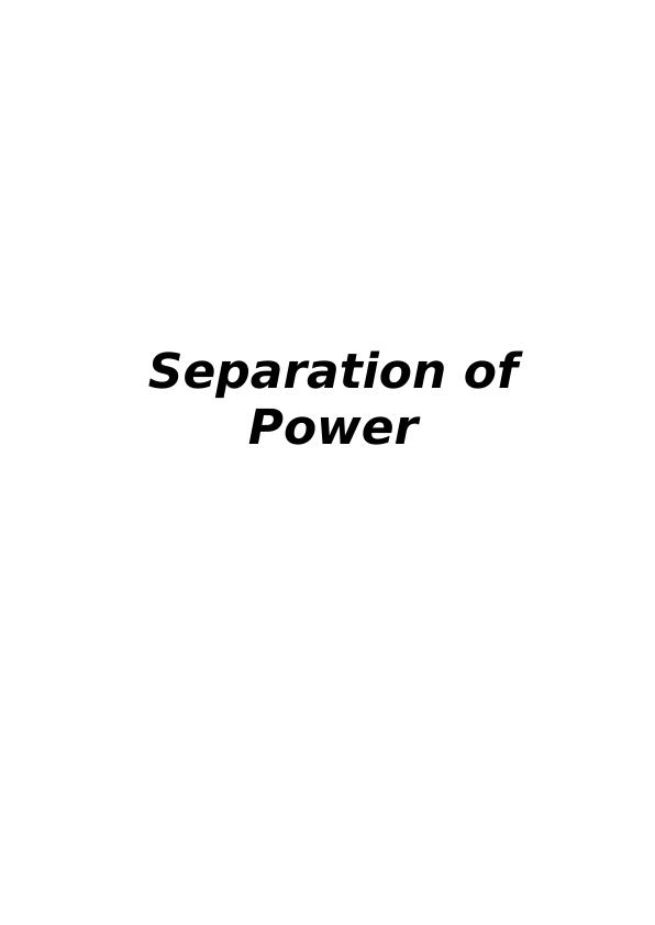 Doctrine of Separation of Powers in Australia: An Analysis_1