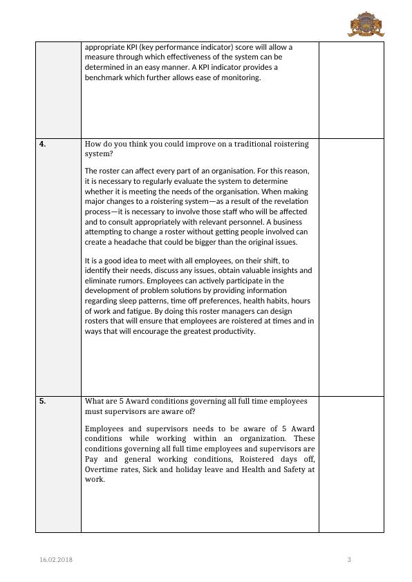 SITXHRM002 Roster Staff Assessment Workbook Desklib