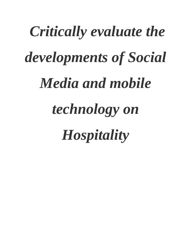 Impact of Social Media and Mobile Technology on Hospitality: A Case Study of Marine Court Hotel_1
