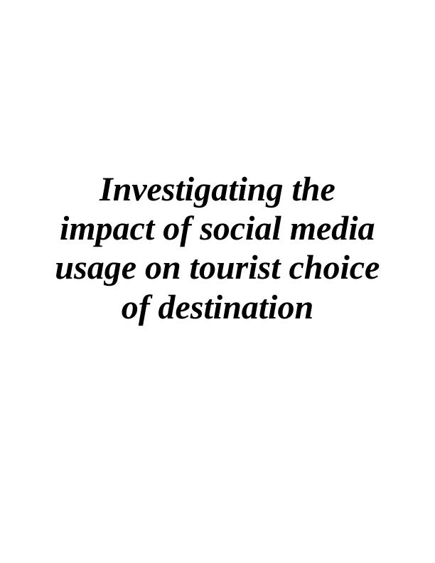 research questionnaire on impact of social media on tourism