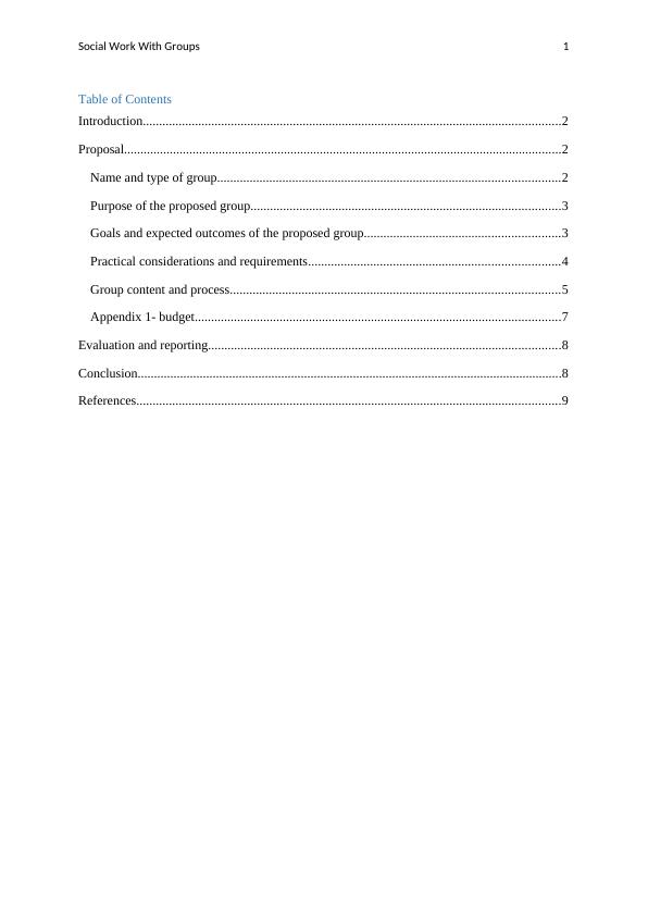 Social Work With Groups Proposal for Support Group for Teenagers
