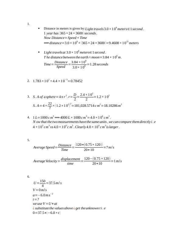 Solved Problems on Physics Concepts - Desklib