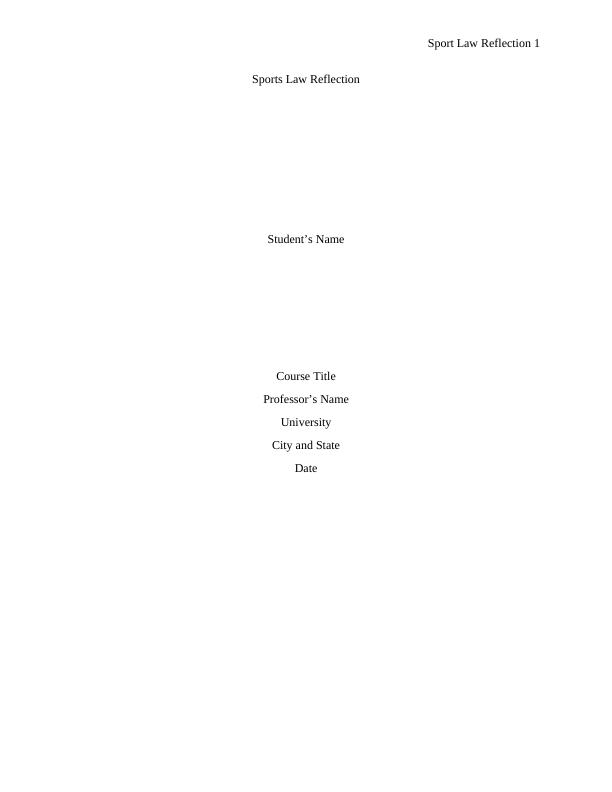 Sports Law Reflection Misconduct and MatchFixing in Sports