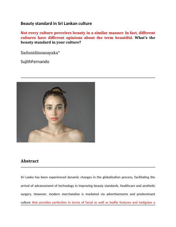 Beauty Standard in Sri Lankan Culture A Cultural and Marketing Perspective