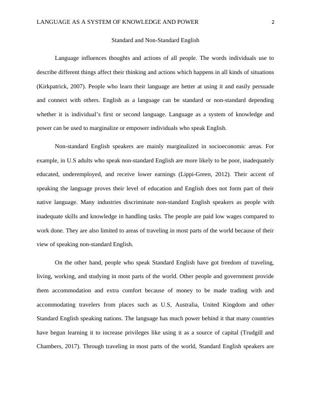Standard and Non-Standard English: Language as a System of Knowledge and Power_2