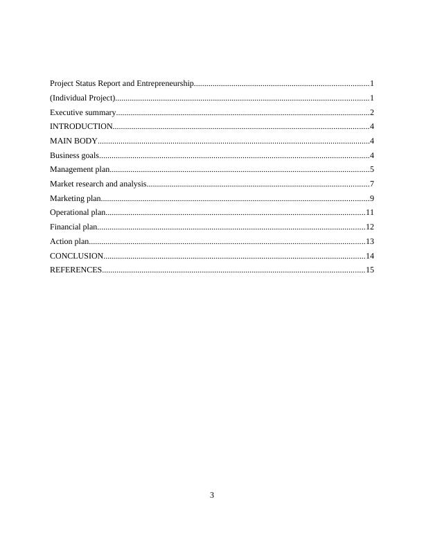 Project Status Report and Entrepreneurship_3