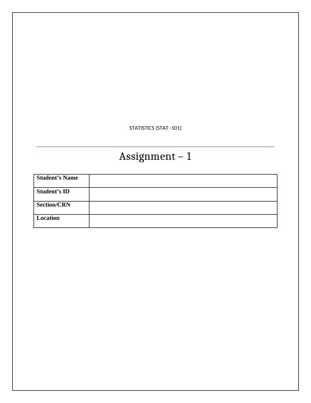 Statistics Assignment 1 Solutions | Desklib