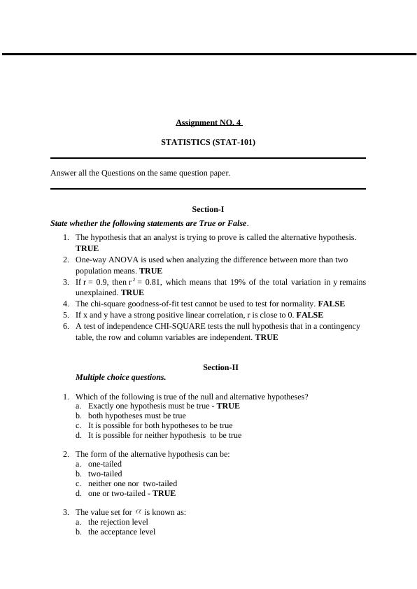 statistics assignment answers