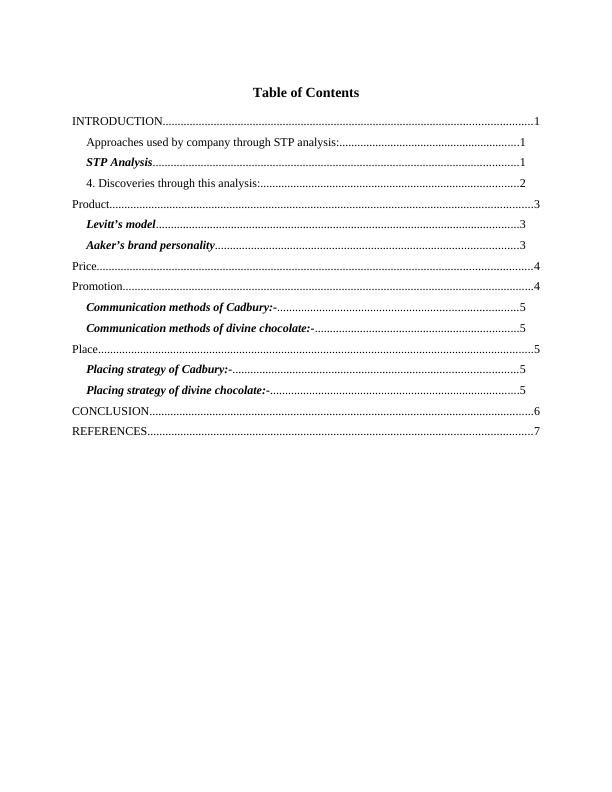 STP Analysis of Cadbury and Divine Chocolates | Desklib