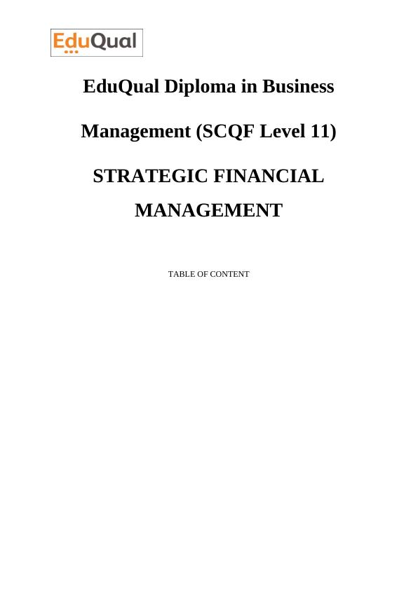 EduQual Diploma in Business Management: Strategic Financial Management_1