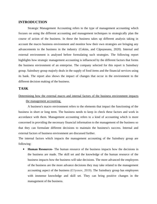 Strategic Management Accounting Impact of Internal and External Factors